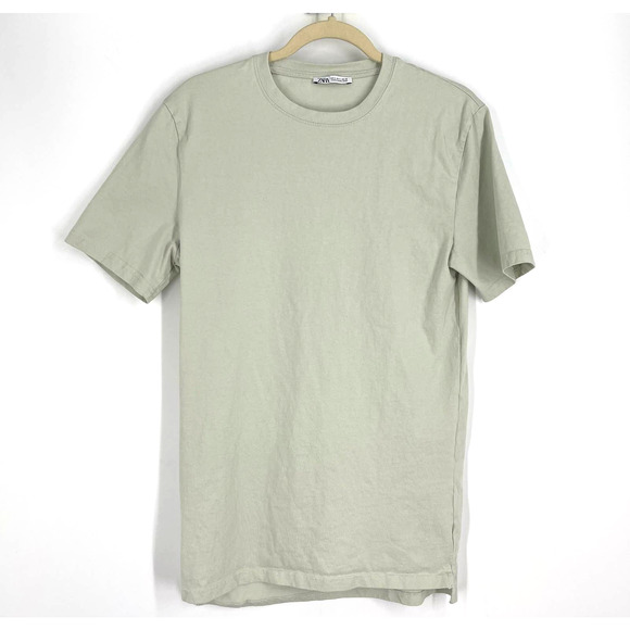 Zara Man Light Green Tee Small Cotton - Picture 1 of 4